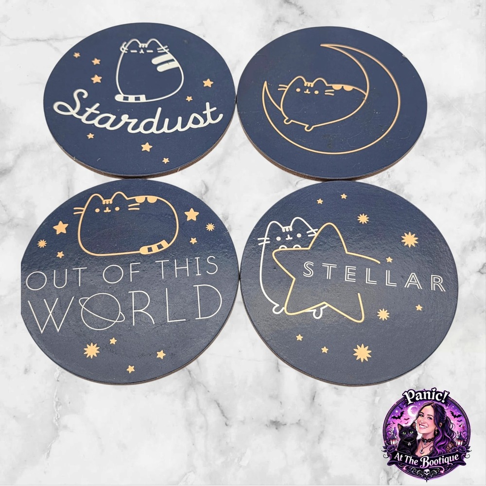 Pusheen Box Coaster Set Cork Navy  Celestial Space Out Of This World Exclusive